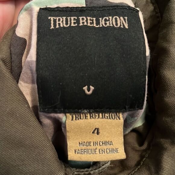 True Religion Kids Military Green Distressed Camouflage Sleeves Print Jacket - Picture 11 of 11